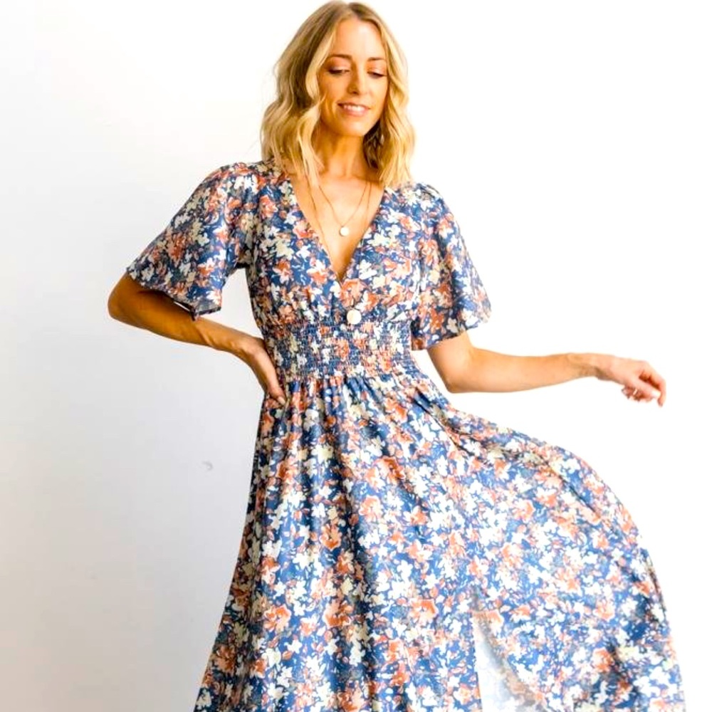 Brand New Baltic Born Verona Smocked Floral Maxi Dress